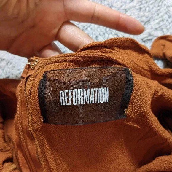 Reformation Rust Off-Shoulder Midi Dress - Picture 6 of 9